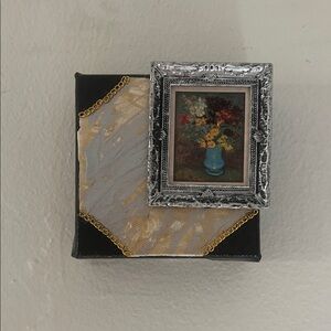 Mixed Media Canvas Art With Framed Mini Floral Painting